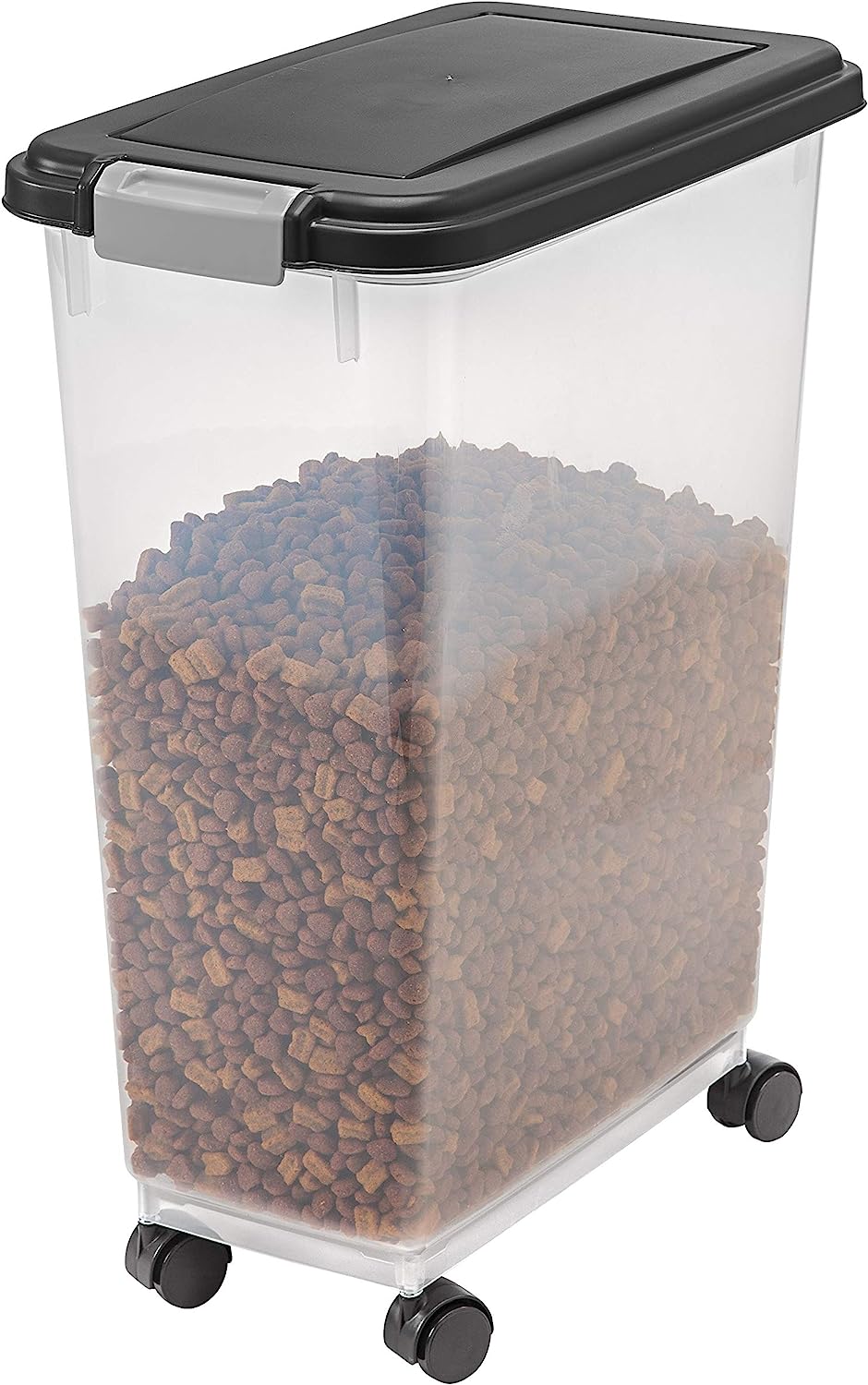 Airtight-Pet-Food-Storage-Container-with-Attachable-Casters-For-Dog-Cat-Bird-and-Other-Pet-Food-Storage-Bin-Keep-Fresh-Translucent-Body-Easy-Mobility-Black.jpg Airtight Pet Food Storage Container - Image 1