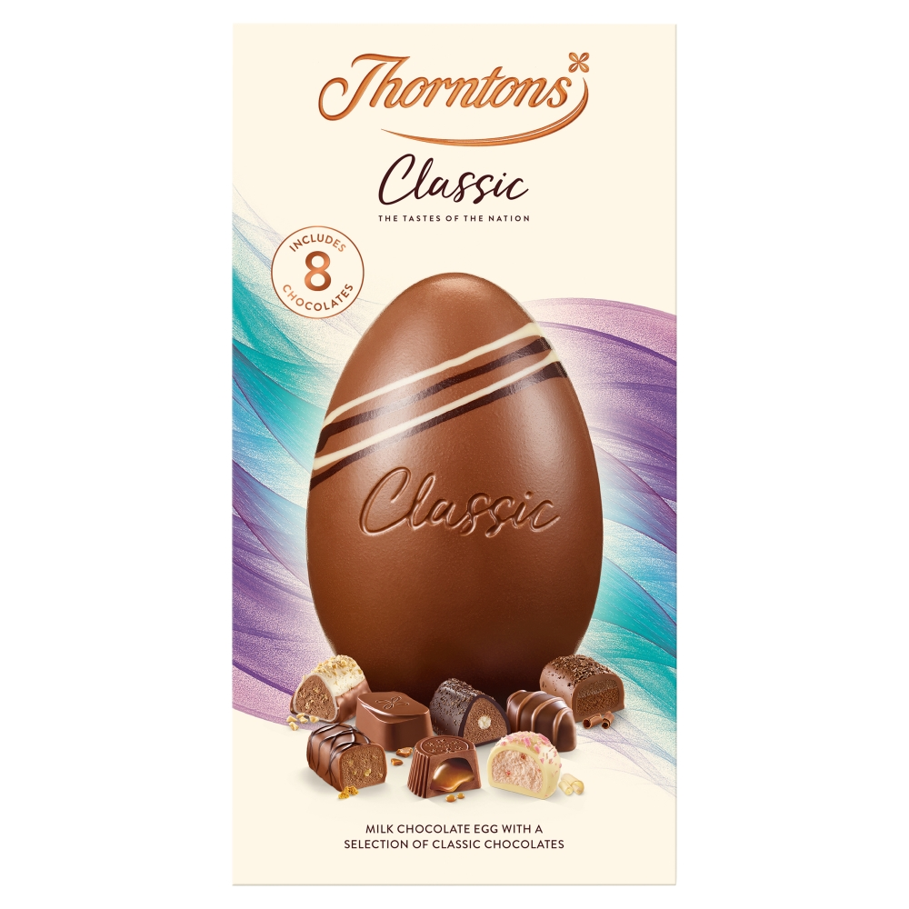 Thorntons-Classic-Milk-Chocolate-Easter-Egg-220g.webp Thorntons Classic Milk Chocolate Easter Egg 220g - Image 1