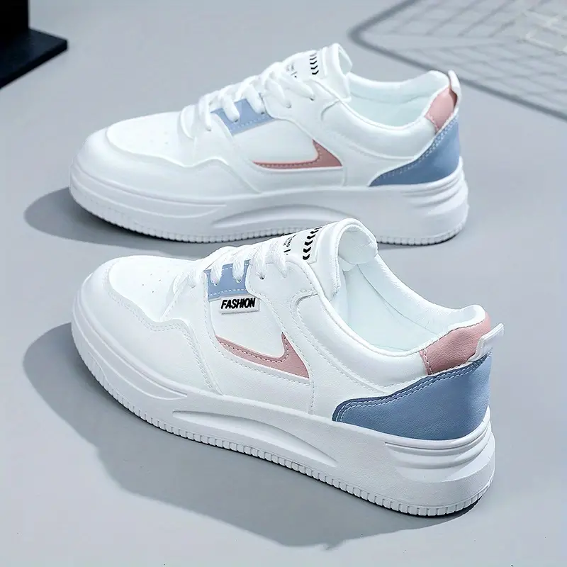 Womens-Casual-Sneakers-Fashion-Sneakers-Letter-Patch-Color-Block-Skate-Shoes-Low-Top-Lace-Up-Shoes.webp Women's Casual Sneakers with Fashion Letter Patch - Image 1